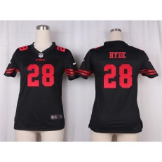 Women Nike San Francisco 49ers #28 Carlos Hyde Game Black NFL Jersey
