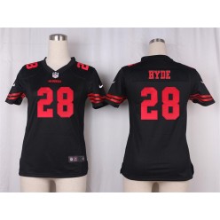 Women Nike San Francisco 49ers #28 Carlos Hyde Game Black NFL Jersey