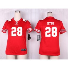 Women Nike San Francisco 49ers #28 Carlos Hyde Game Red Team Color NFL Jersey