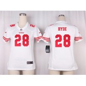 Women Nike San Francisco 49ers #28 Carlos Hyde Game White NFL Jersey