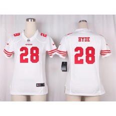 Women Nike San Francisco 49ers #28 Carlos Hyde Game White NFL Jersey