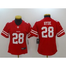 Women Nike San Francisco 49ers #28 Carlos Hyde Red 2017 Vapor Untouchable Stitched NFL Limited Jersey