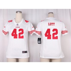 Women Nike San Francisco 49ers #42 Ronnie Lott Game White NFL Jersey
