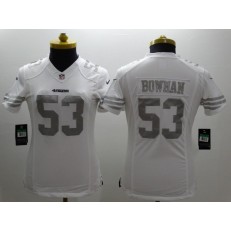 Women Nike San Francisco 49ers #53 NaVorro Bowman Platinum White Limited Jersey