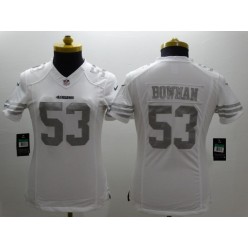 Women Nike San Francisco 49ers #53 NaVorro Bowman Platinum White Limited Jersey