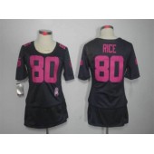Women Nike San Francisco 49ers #80 Jerry Rice Breast Cancer Awareness Gray Jersey