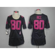 Women Nike San Francisco 49ers #80 Jerry Rice Breast Cancer Awareness Gray Jersey