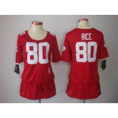Women Nike San Francisco 49ers #80 Jerry Rice Breast Cancer Awareness Red Jersey