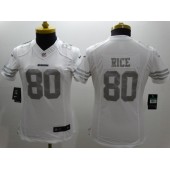 Women Nike San Francisco 49ers #80 Jerry Rice Platinum White Limited Jersey