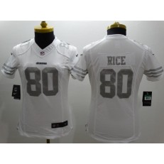 Women Nike San Francisco 49ers #80 Jerry Rice Platinum White Limited Jersey