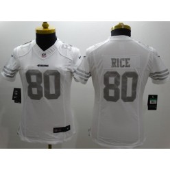Women Nike San Francisco 49ers #80 Jerry Rice Platinum White Limited Jersey