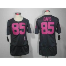 Women Nike San Francisco 49ers #85 Vernon Davis Breast Cancer Awareness Gray Jersey