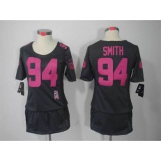 Women Nike San Francisco 49ers #94 Justin Smith Breast Cancer Awareness Gray Jersey