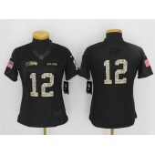 Women Nike Seattle Seahawks #12 Fan Anthracite 2016 Salute to Service NFL Jersey