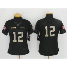 Women Nike Seattle Seahawks #12 Fan Anthracite 2016 Salute to Service NFL Jersey