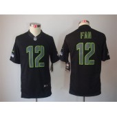 Women Nike Seattle Seahawks #12 Fan Black Impact Limited NFL Jersey