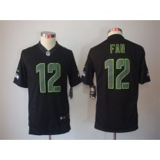 Women Nike Seattle Seahawks #12 Fan Black Impact Limited NFL Jersey