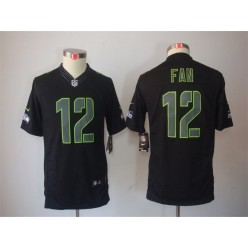 Women Nike Seattle Seahawks #12 Fan Black Impact Limited NFL Jersey