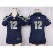 Women Nike Seattle Seahawks #12 Fan Game Steel Blue Team Color NFL Jersey