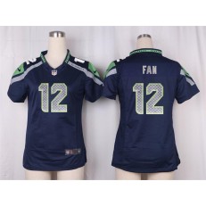 Women Nike Seattle Seahawks #12 Fan Game Steel Blue Team Color NFL Jersey