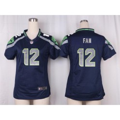 Women Nike Seattle Seahawks #12 Fan Game Steel Blue Team Color NFL Jersey