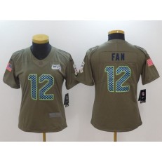 Women Nike Seattle Seahawks #12 Fan Olive 2017 Salute To Service Limited NFL Jersey