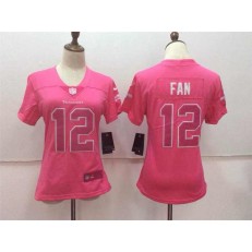 Women Nike Seattle Seahawks #12 Fan Pink Stitched NFL Limited Rush Fashion Jersey