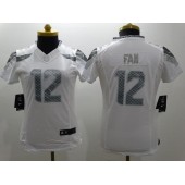 Women Nike Seattle Seahawks #12 Fan White Platinum NFL Limited Jersey