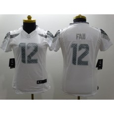Women Nike Seattle Seahawks #12 Fan White Platinum NFL Limited Jersey