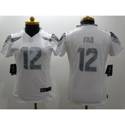 Women Nike Seattle Seahawks #12 Fan White Platinum NFL Limited Jersey
