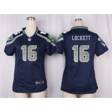 Women Nike Seattle Seahawks #16 Tyler Lockett Game Steel Blue Team Color NFL Jersey