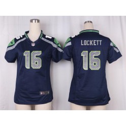 Women Nike Seattle Seahawks #16 Tyler Lockett Game Steel Blue Team Color NFL Jersey