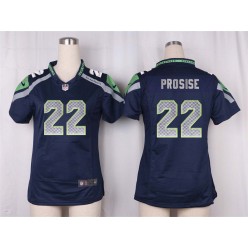 Women Nike Seattle Seahawks #22 C. J. Prosise Game Steel Blue Team Color NFL Jersey