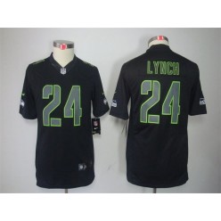 Women Nike Seattle Seahawks #24 Marshawn Lynch Black Impact Limited NFL Jersey