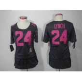 Women Nike Seattle Seahawks #24 Marshawn Lynch Breast Cancer Awareness Gray NFL Jersey