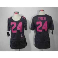 Women Nike Seattle Seahawks #24 Marshawn Lynch Breast Cancer Awareness Gray NFL Jersey