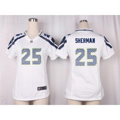 Women Nike Seattle Seahawks #25 Richard Sherman Game White NFL Jersey