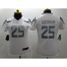 Women Nike Seattle Seahawks #25 Richard Sherman White Platinum NFL Limited Jersey