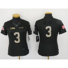 Women Nike Seattle Seahawks #3 Russell Wilson Anthracite 2016 Salute to Service NFL Jersey