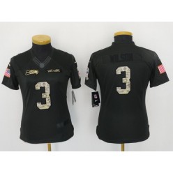 Women Nike Seattle Seahawks #3 Russell Wilson Anthracite 2016 Salute to Service NFL Jersey