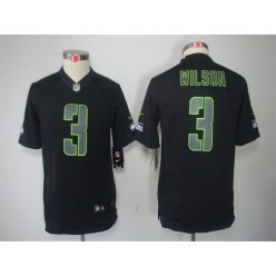 Women Nike Seattle Seahawks #3 Russell Wilson Black Impact Limited NFL Jersey