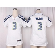 Women Nike Seattle Seahawks #3 Russell Wilson Game White NFL Jersey