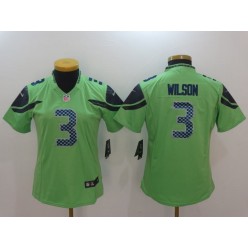 Women Nike Seattle Seahawks #3 Russell Wilson Green Game NFL Jersey