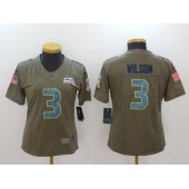 Women Nike Seattle Seahawks #3 Russell Wilson Olive 2017 Salute To Service Limited NFL Jersey