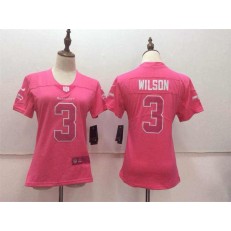 Women Nike Seattle Seahawks #3 Russell Wilson Pink Stitched NFL Limited Rush Fashion Jersey