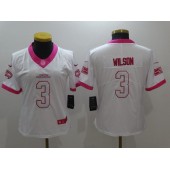 Women Nike Seattle Seahawks #3 Russell Wilson White Pink Stitched NFL Limited Rush Fashion Jersey