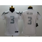 Women Nike Seattle Seahawks #3 Russell Wilson White Platinum NFL Limited Jersey