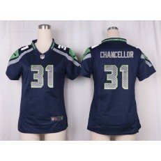 Women Nike Seattle Seahawks #31 Kam Chancellor Game Steel Blue Team Color NFL Jersey