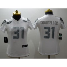 Women Nike Seattle Seahawks #31 Kam Chancellor White Platinum NFL Limited Jersey
