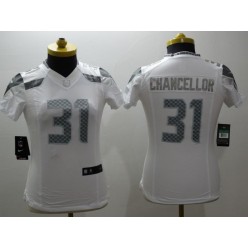 Women Nike Seattle Seahawks #31 Kam Chancellor White Platinum NFL Limited Jersey